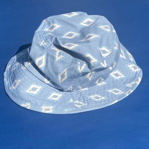 Light Blue Geometric Bucket Hat Cotton Summer Streetwear Accessory